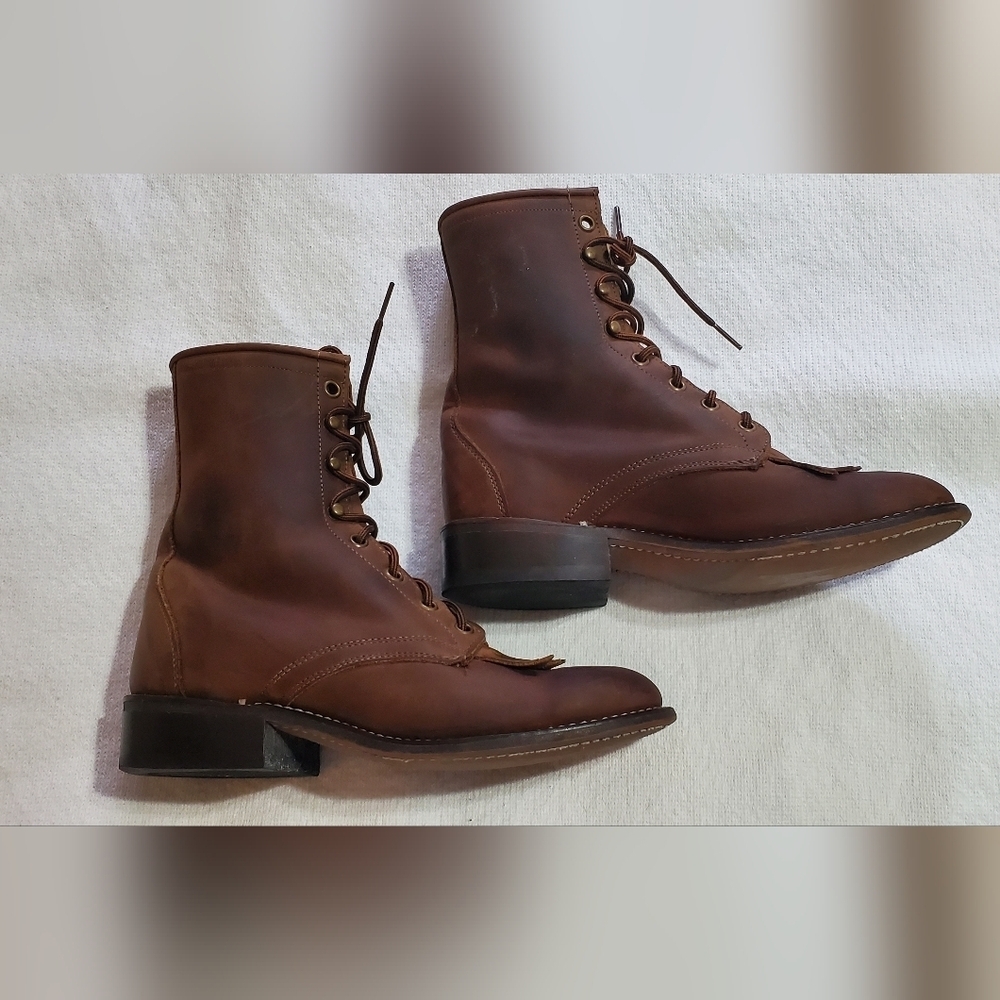 Laredo VGT Women's  Brown Leather Fringe Kiltie Boots. Soft Leather Sz 6 1/2 - Picture 3 of 6